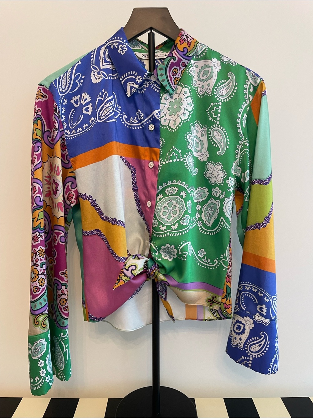 Zara colorful satin blouse size small